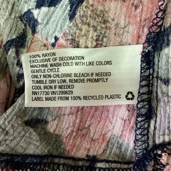 Knox Rose Multicolor Floral V-neck Button Short Sleeve Tie Waist Midi Dress XXL - Picture 4 of 4